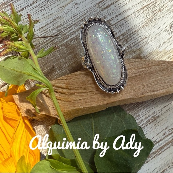 Chunky opal silver ring - Picture 1 of 2